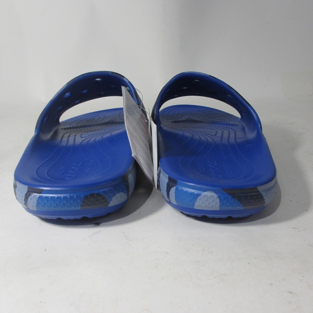 Crocs Slides Mens 9 Blue Camo New Camouflage Comfort Sandals Flip Flop Casual - Picture 3 of 10